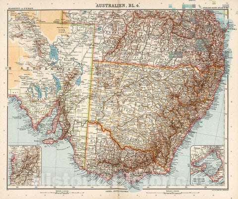 Historic Map : Australien (Commonwealth of Australia) in four Blaettern, Bl. four., 1905, Vintage Wall Decor