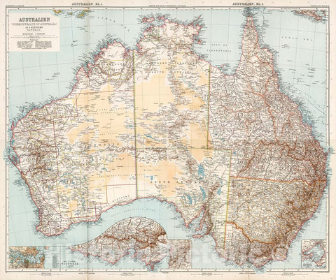 Historic Map : 77-80. Australien (Commonwealth of Australia) in four Blaettern., 1905, Vintage Wall Decor