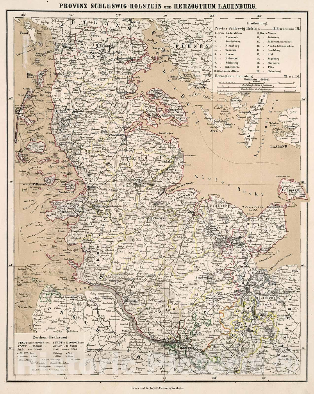 Historic Map : Provinz Schleswig-Holstein und Herzogthum Lauenburg, 18 ...
