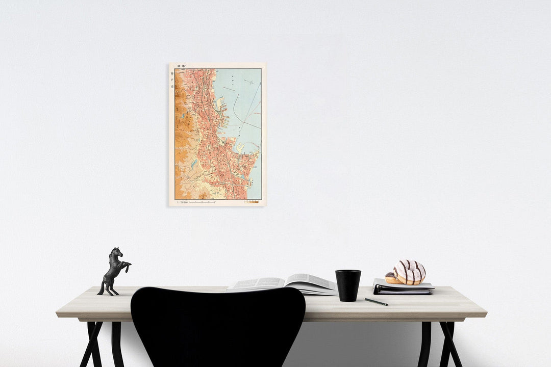 Historic Map : Kobe city, Japan, 1956, Vintage Wall Decor