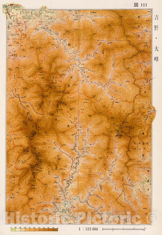 Historic Map : Yoshina. Omine, Japan, 1956, Vintage Wall Decor