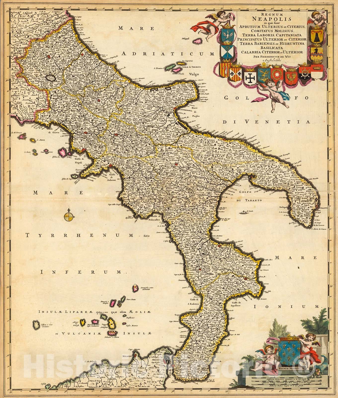 Historic Map : Regnum Neapolis, 1690, Vintage Wall Decor