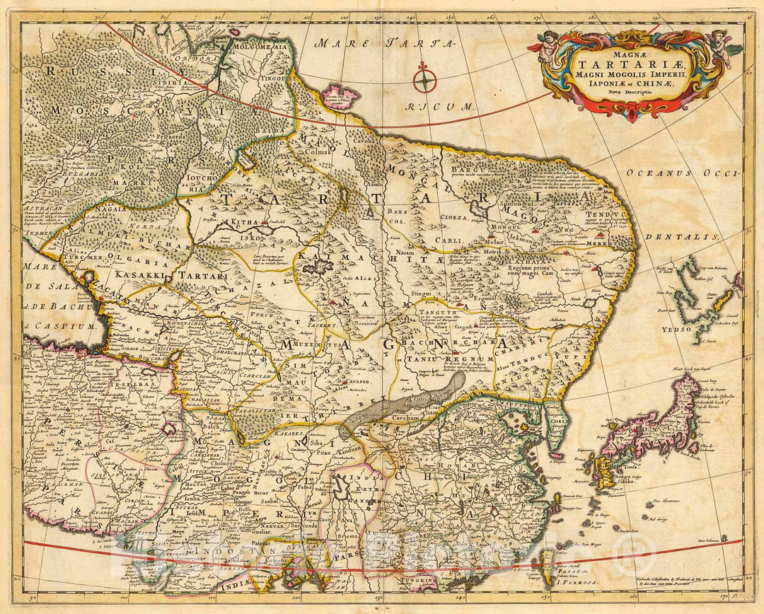 Historic Map : Magnae Tartariae, Magni Mogolis Imperii, Japoniae et Chinae, 1690, Vintage Wall Decor
