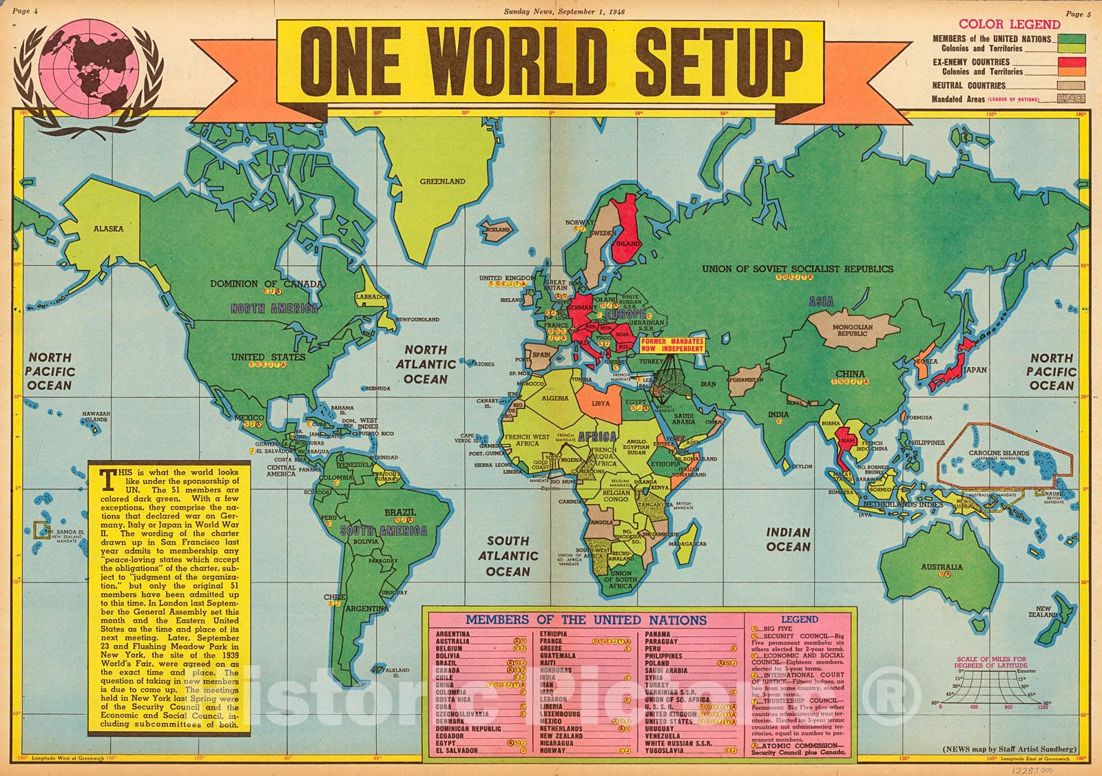 Historic Map : One World Setup. September 1, 1946., 1946, Vintage Wall Decor
