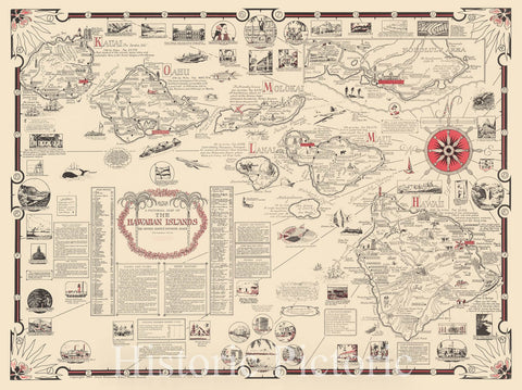Historic Map : Aloha. A Pictorial Map of the Hawaiian Islands, the United States' Fiftieth State., 1960, Vintage Wall Decor