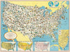 Historic Map : Pictorial Map of the United States of America., 1953, Vintage Wall Decor