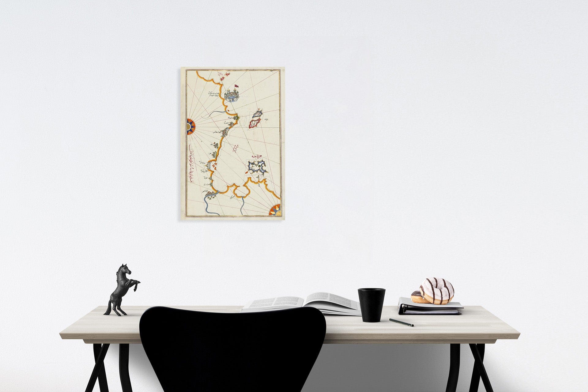 Historic Map : fol. 283b Tunisian coastline with the fortress of Mahd?yah and the island of Jarbah, 1700, Vintage Wall Decor