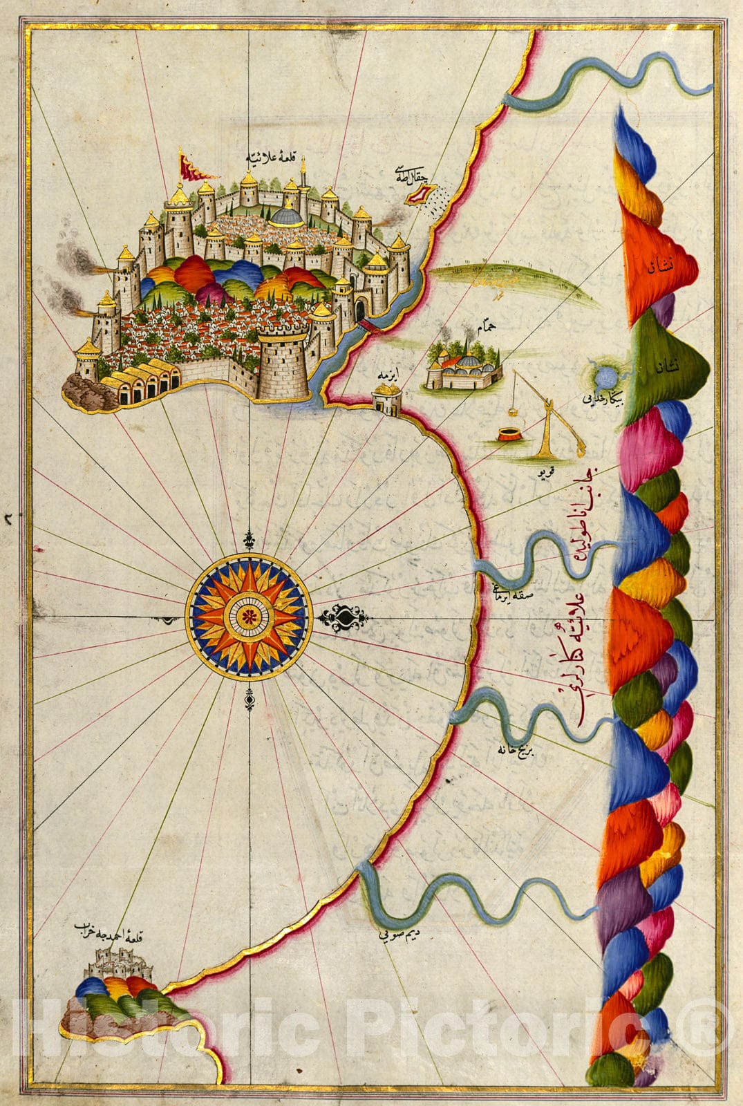 Historic Map : fol. 329a Fortress of Alanya, 1700, Vintage Wall Decor