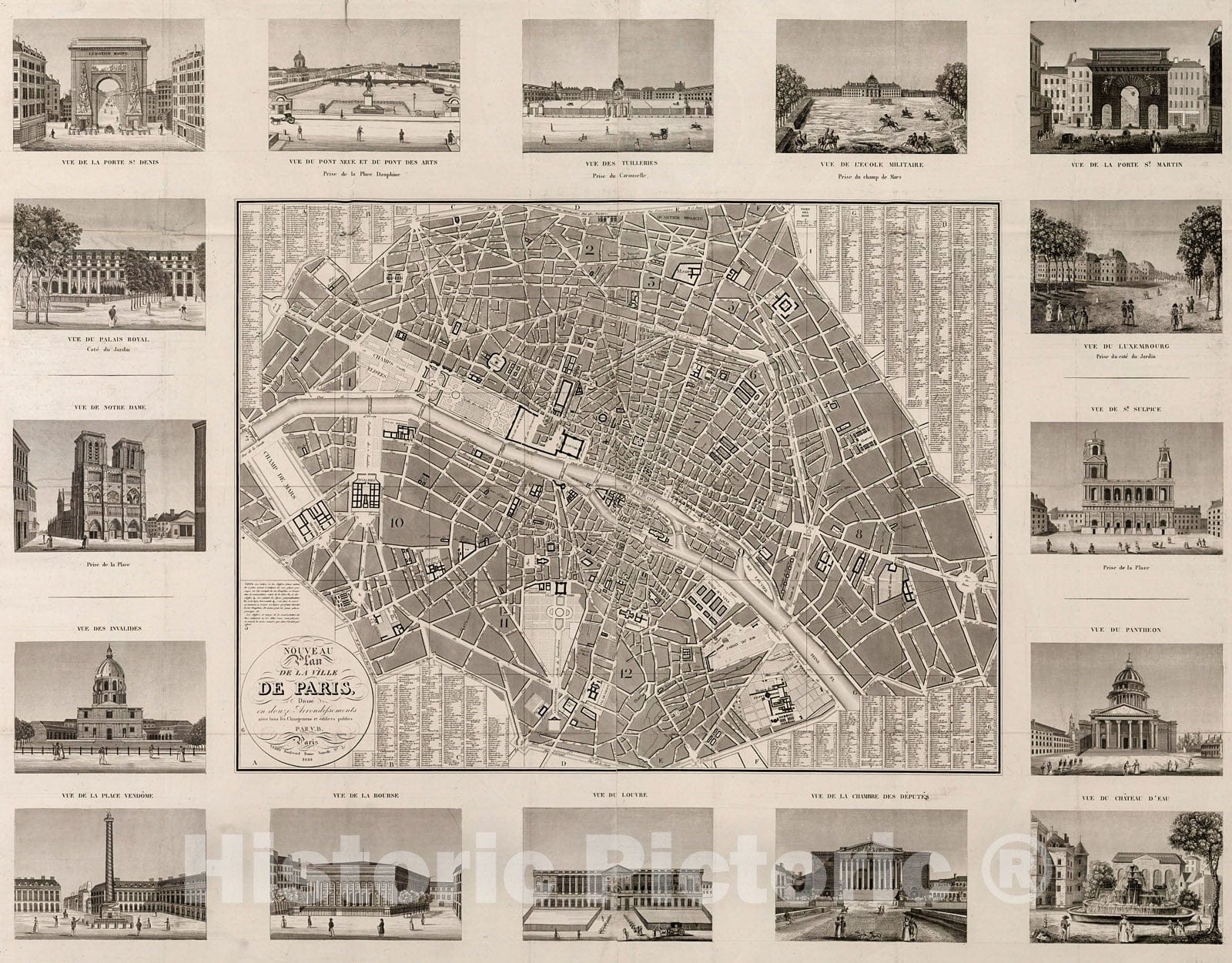 Historic Map : Nouveau plan de la ville de Paris divis? en douze arron ...