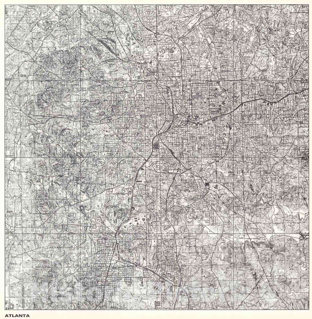 Historic Map : Atlanta., 1966, Vintage Wall Decor