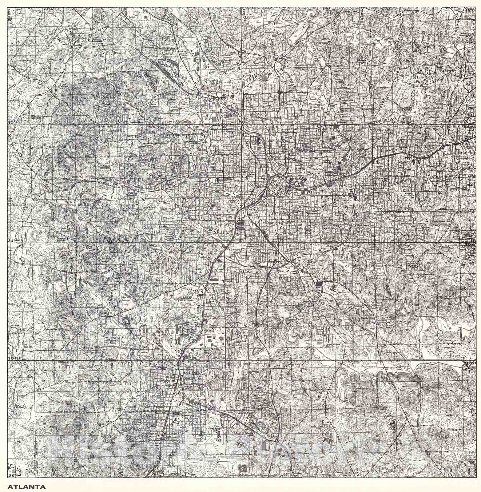 Historic Map : Atlanta., 1966, Vintage Wall Decor