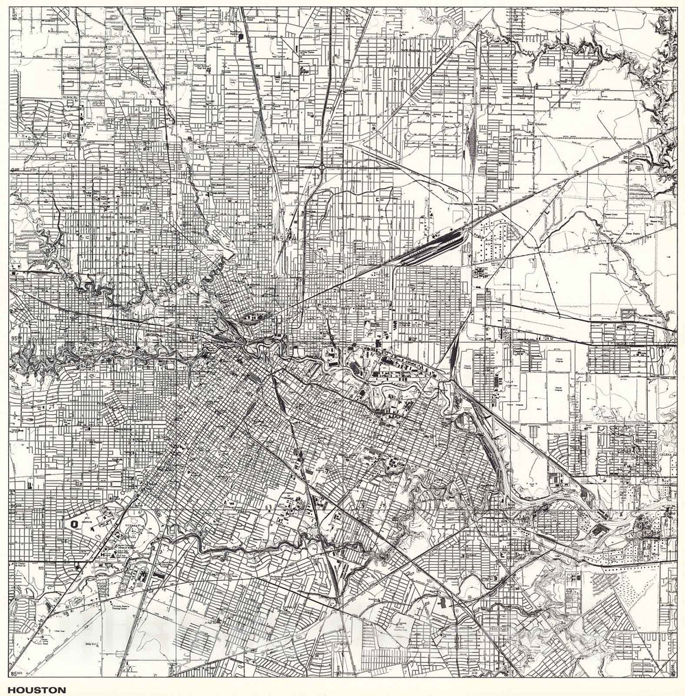 Historic Map : Houston., 1966, Vintage Wall Decor