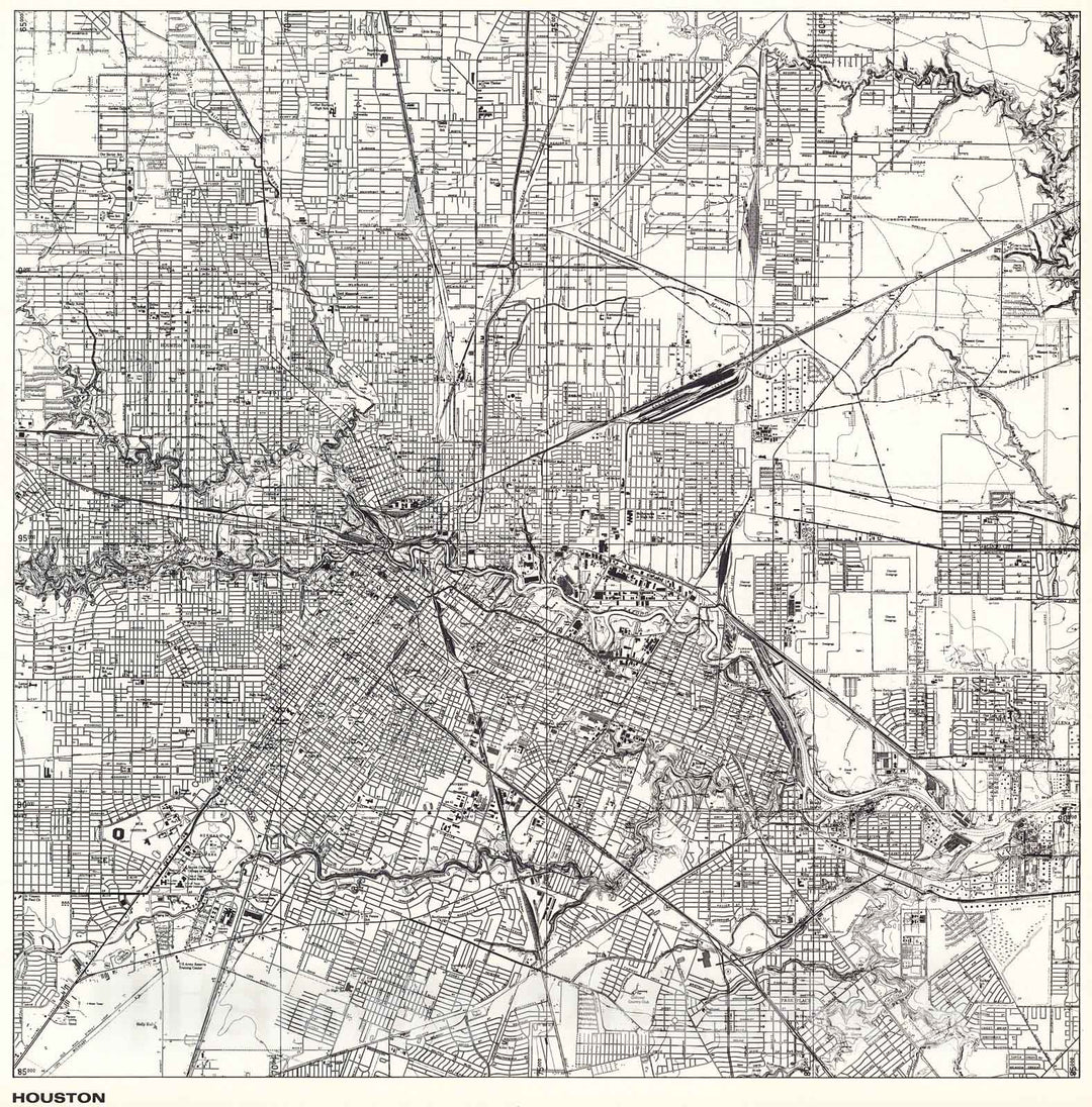 Historic Map : Houston., 1966, Vintage Wall Decor
