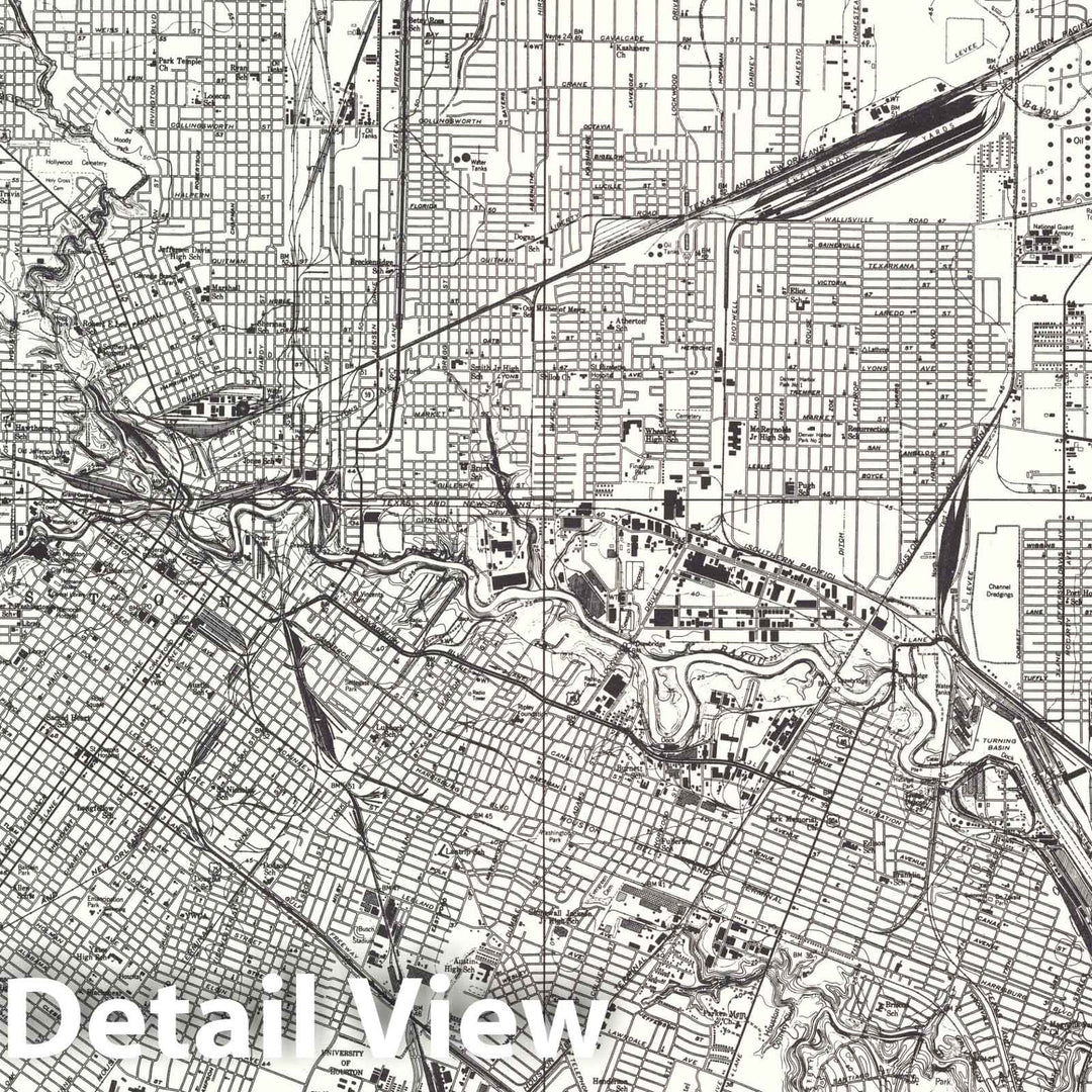 Historic Map : Houston., 1966, Vintage Wall Decor