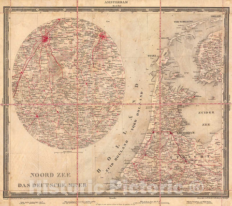 Historic Map : Amsterdam, 1850, Vintage Wall Decor
