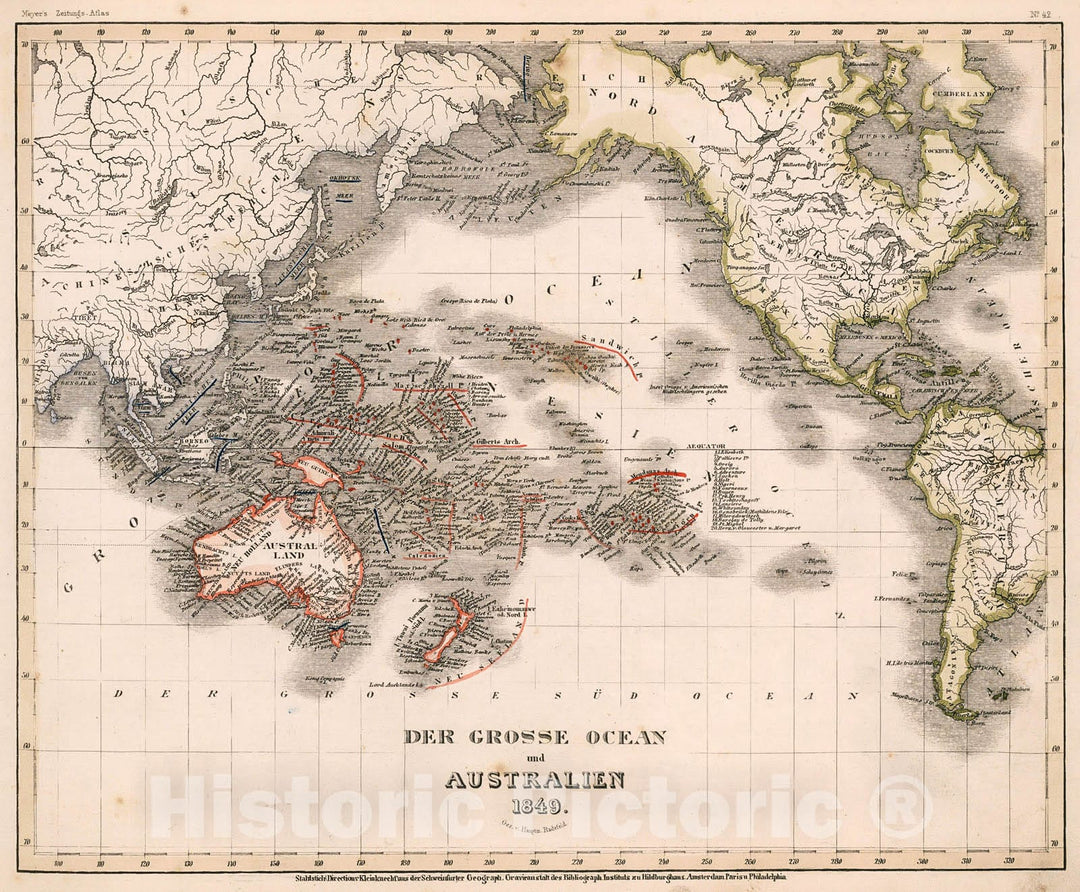 Historic Map : Der Grosse Ocean und Australien 1849, 1852, Vintage Wall Decor