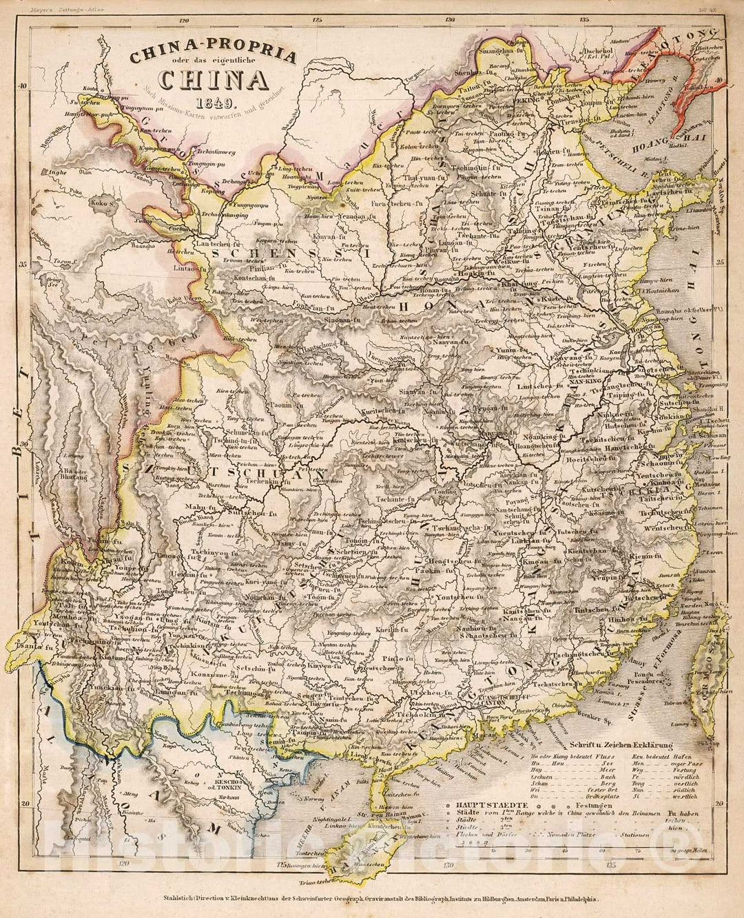 Historic Map : China-Propria oder das eigentliche China 1849, 1852, Vintage Wall Decor