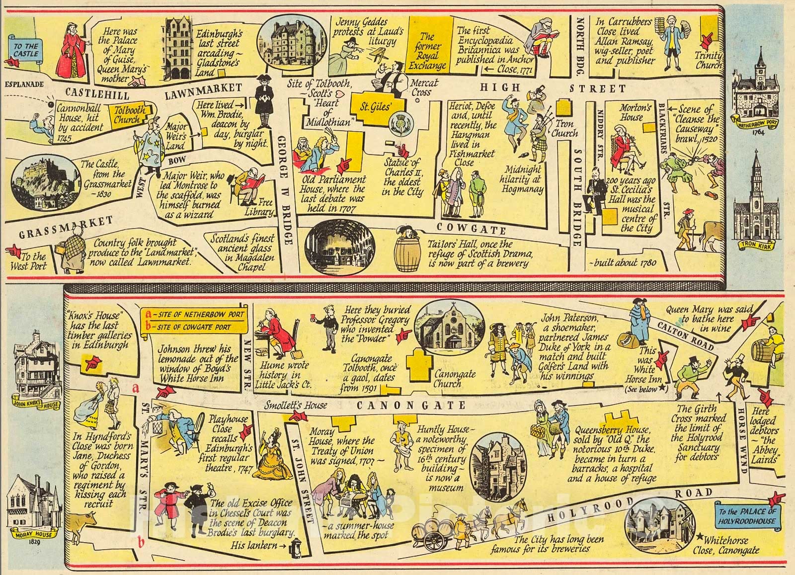 Historic Map : The Royal Mile Edinburgh, 1948, Vintage Wall Decor