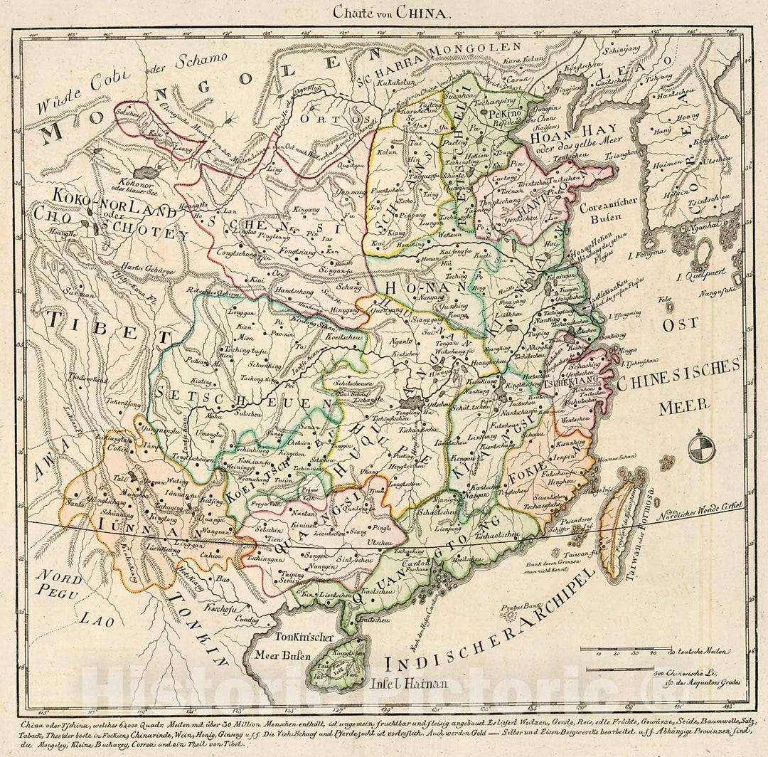 Historic Map : Charte von China, 1809, Vintage Wall Decor