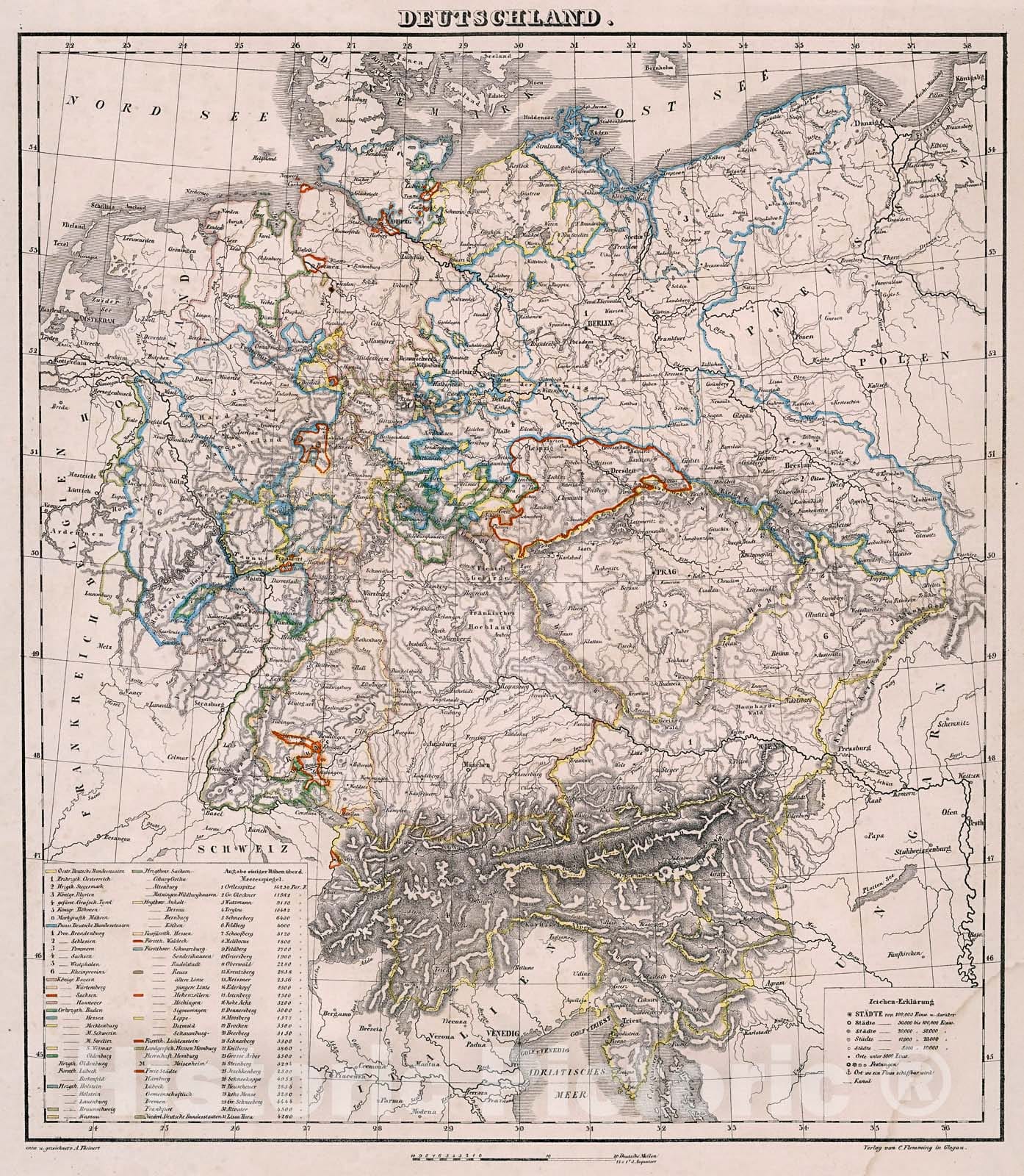 Historic Map : Deutschland., 1846, Vintage Wall Decor