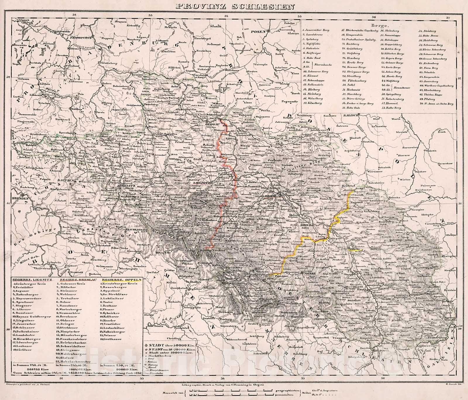 Historic Map : Provinz Schlesien., 1846, Vintage Wall Decor