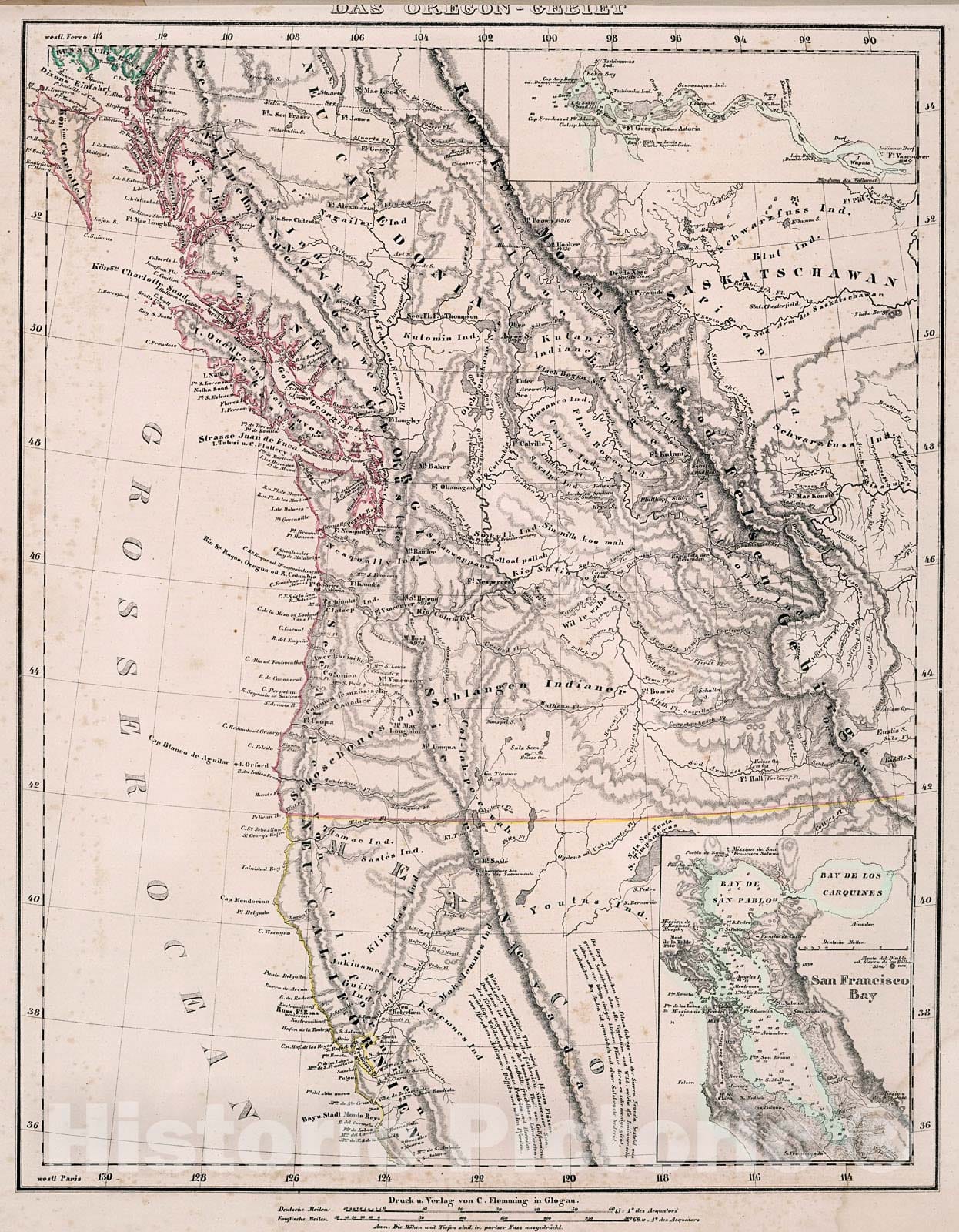 Historic Map : Das Oregon - Gebtet., 1846, Vintage Wall Decor
