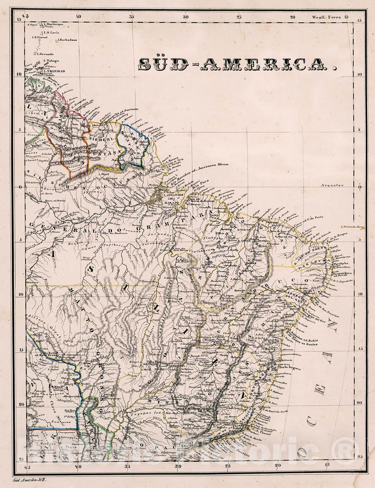 Historic Map : Sued-America (1 of 3)., 1846, Vintage Wall Decor