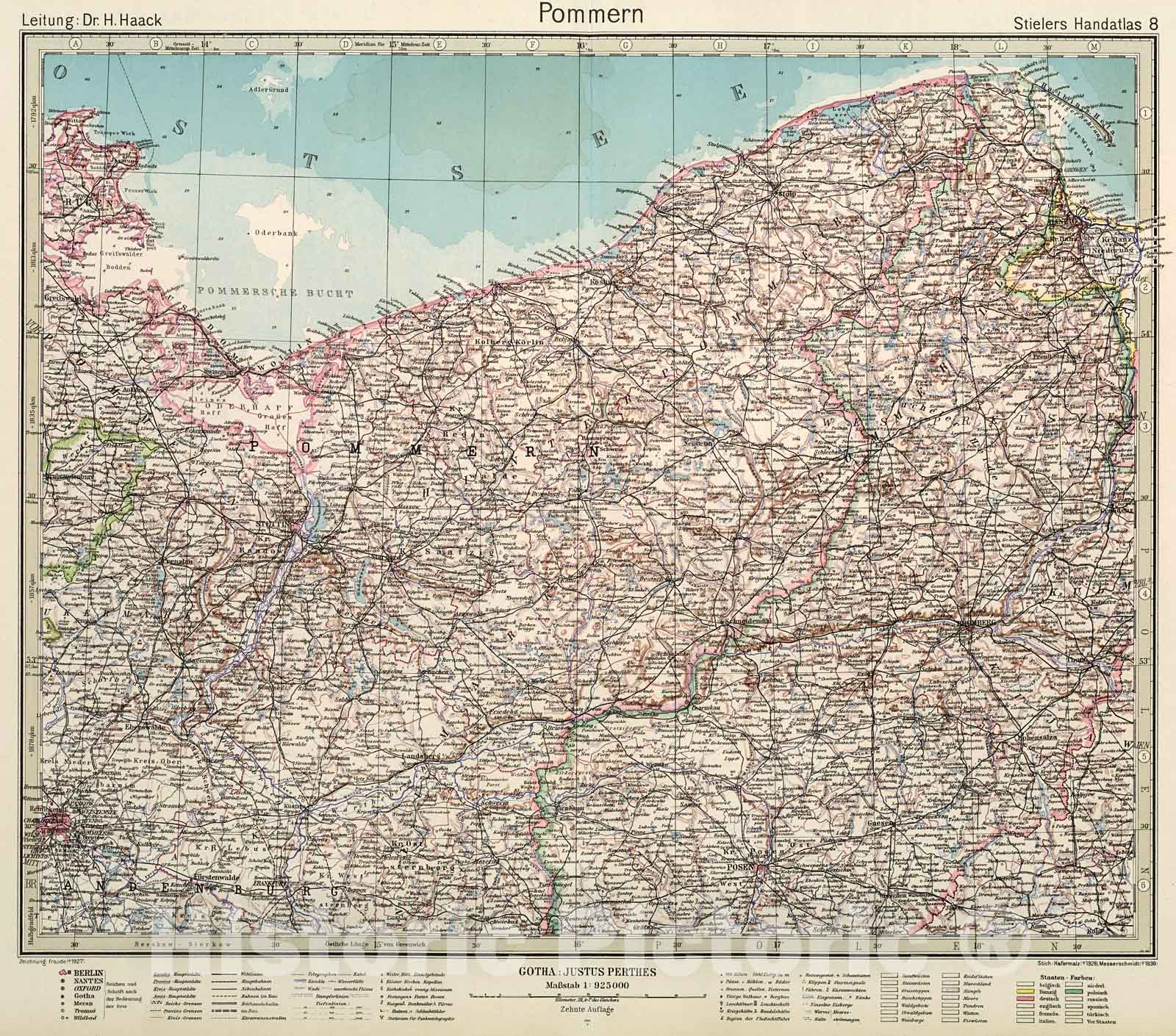 Historic Map : Pommern., 1945, Vintage Wall Decor