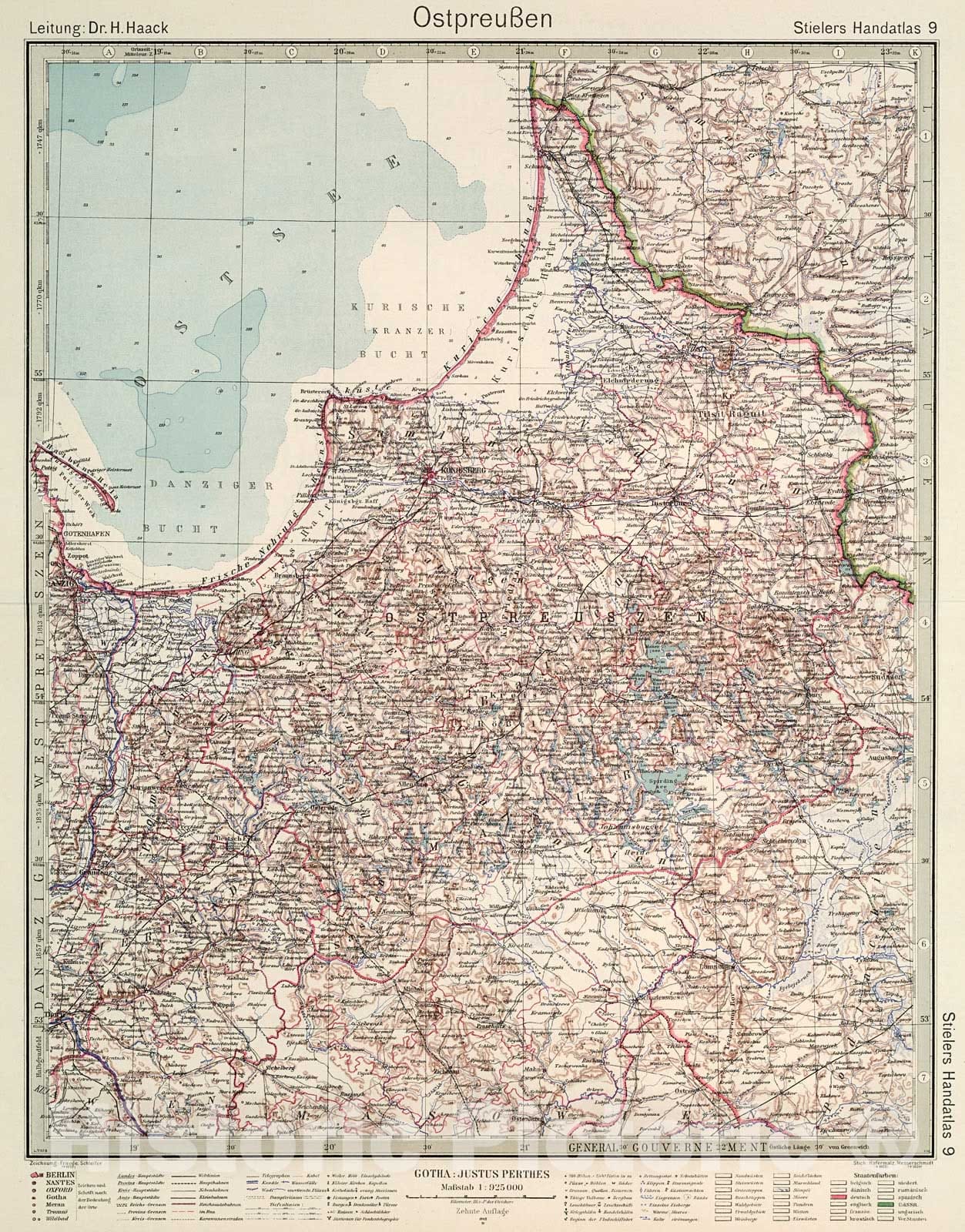 Historic Map : Ostoreussen., 1945, Vintage Wall Decor