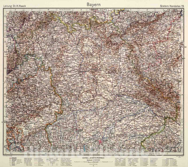 Historic Map : Bayern., 1945, Vintage Wall Decor - Historic Pictoric