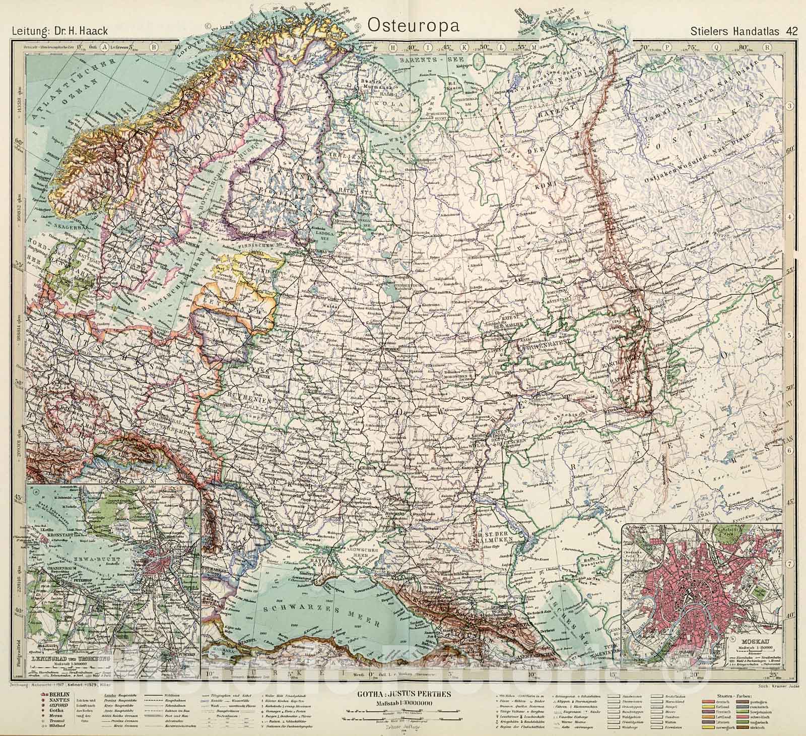Historic Map : Osteuropa., 1945, Vintage Wall Decor