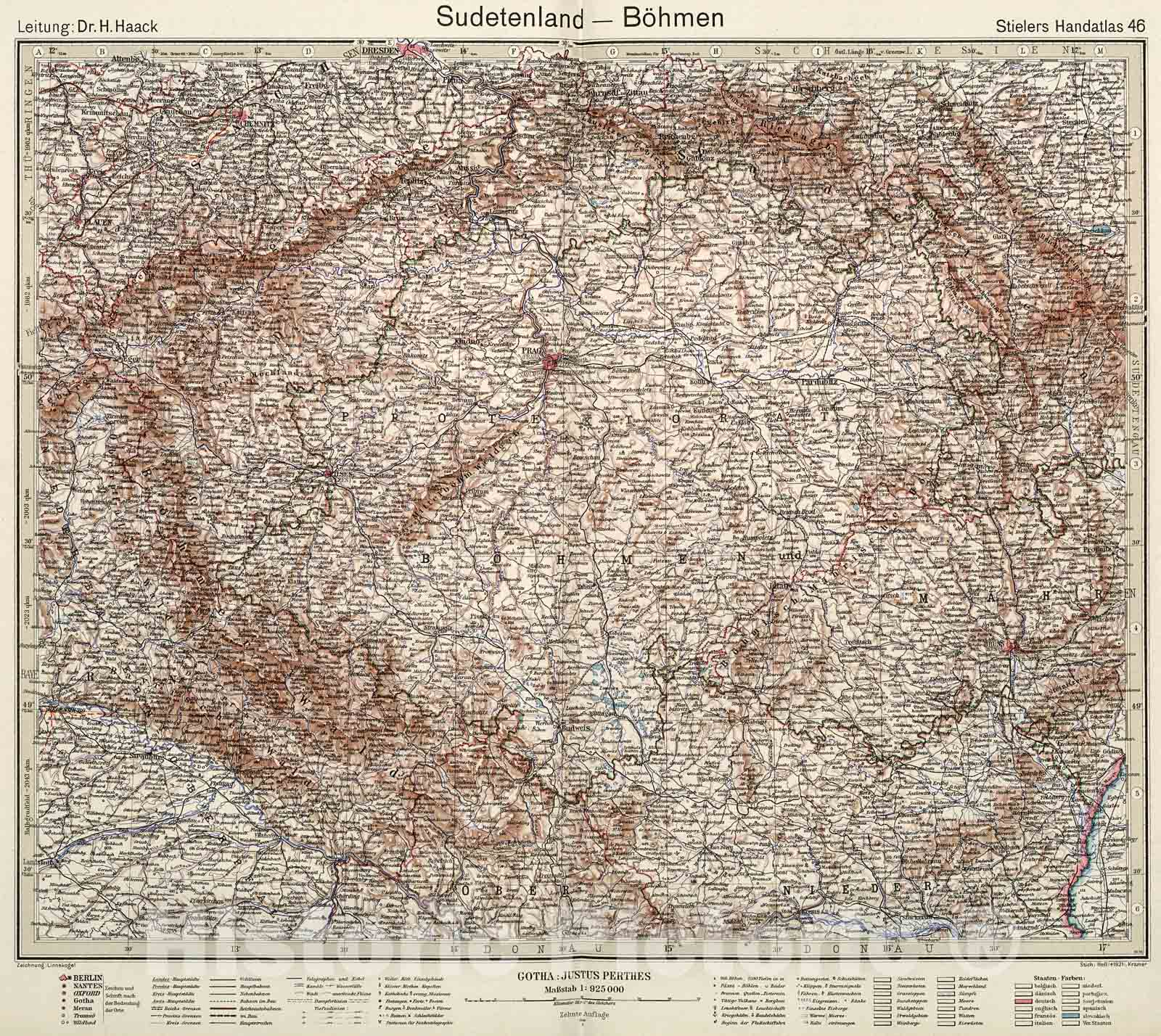 Historic Map : Sudetenland - Boehmen., 1945, Vintage Wall Decor