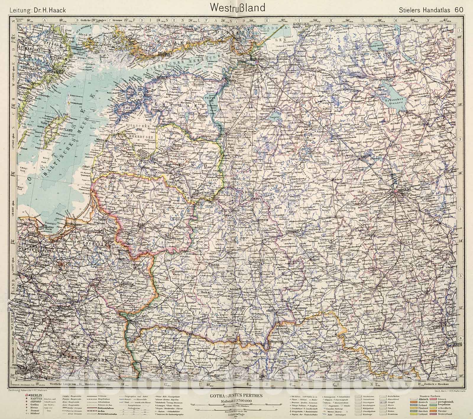 Historic Map : Westrussland., 1945, Vintage Wall Decor