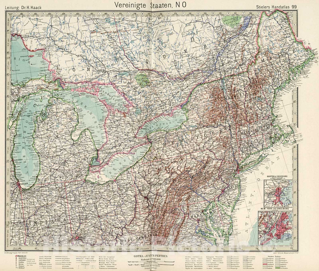 Historic Map : Vereinigte Staaten, NO., 1945, Vintage Wall Decor