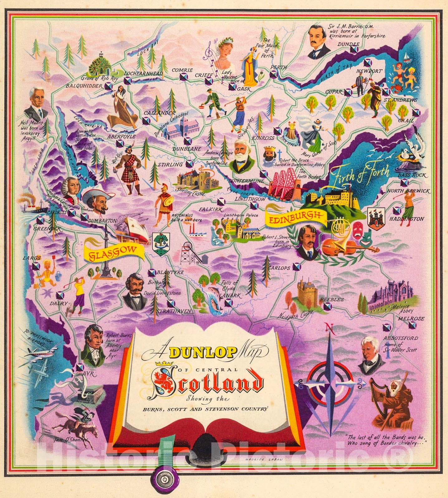 Historic Map : A Dunlop Map of Central Scotland Showing the Burns, Sco ...