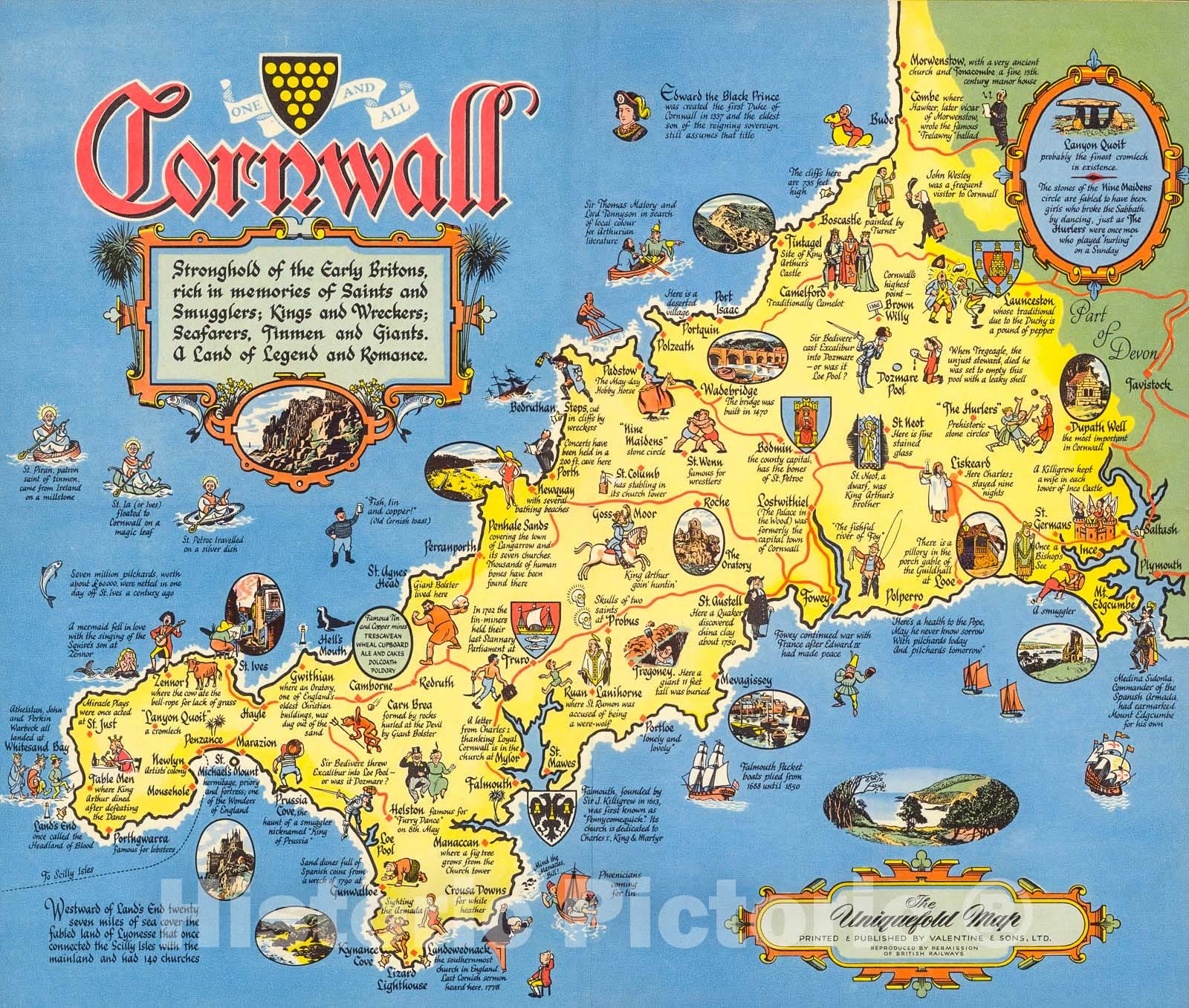 Orwall Map Historic Map : Cornwall, Stronghold of the Early Britons ..., 1955, Vi ...