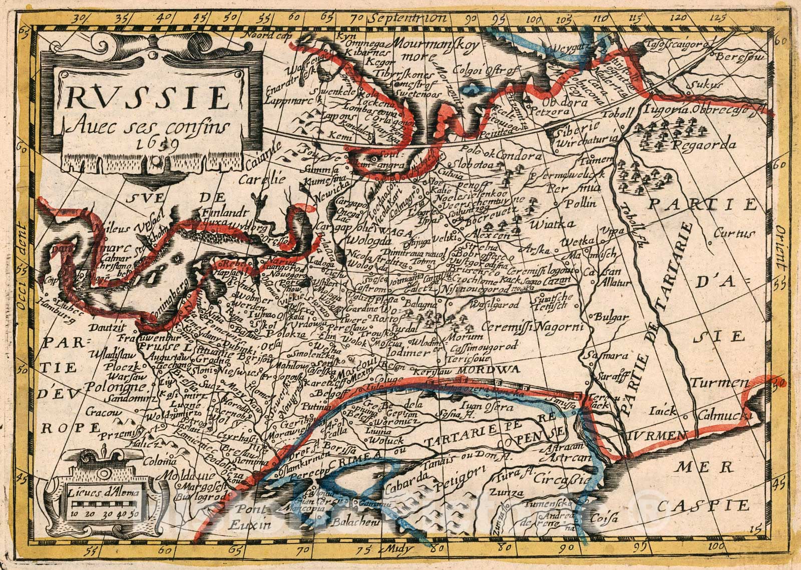Historic Map : Russie Avec ses confins 1659., 1659, Vintage Wall Decor
