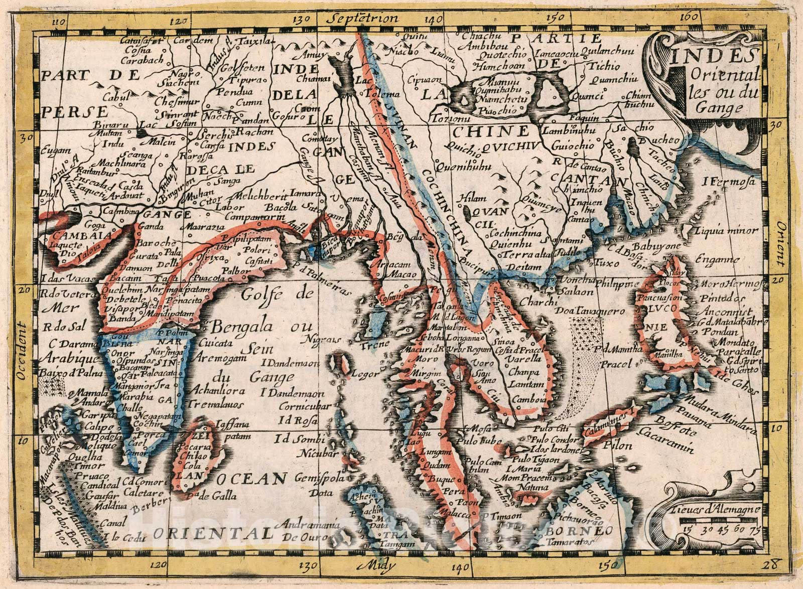 Historic Map : Indes Oriental., 1659, Vintage Wall Decor