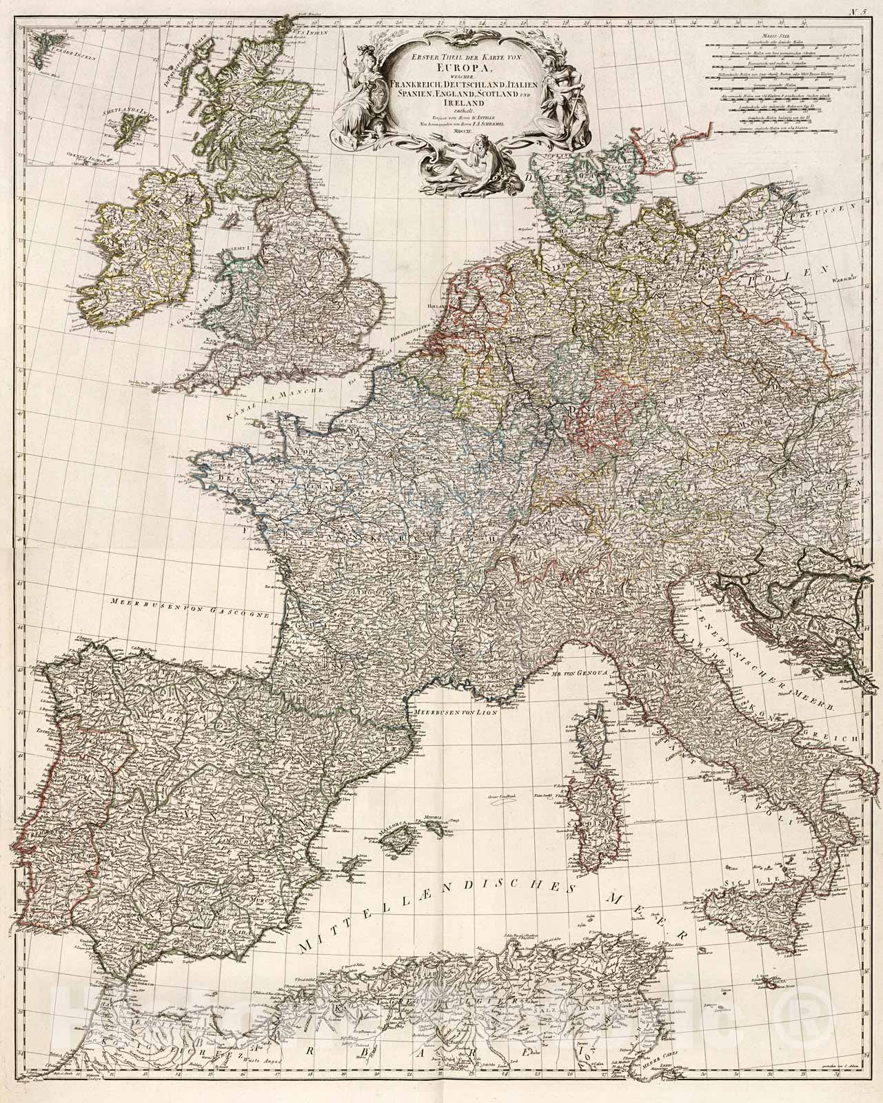 Historic Map : 5-6. Erster Theil der Karte von Europa., 1800, Vintage Wall Decor