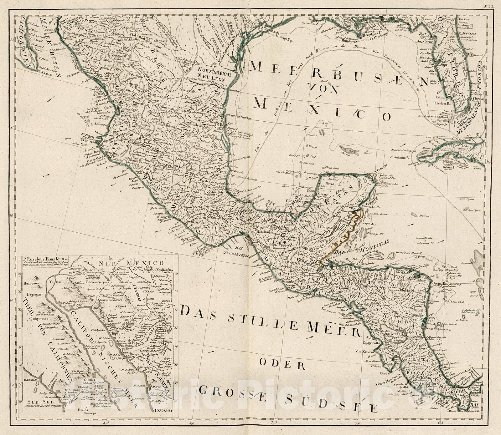 Historic Map : Generalkarte von Nordamerica samt den Westindischen Inseln (southwestern sheet)., 1800, Vintage Wall Decor