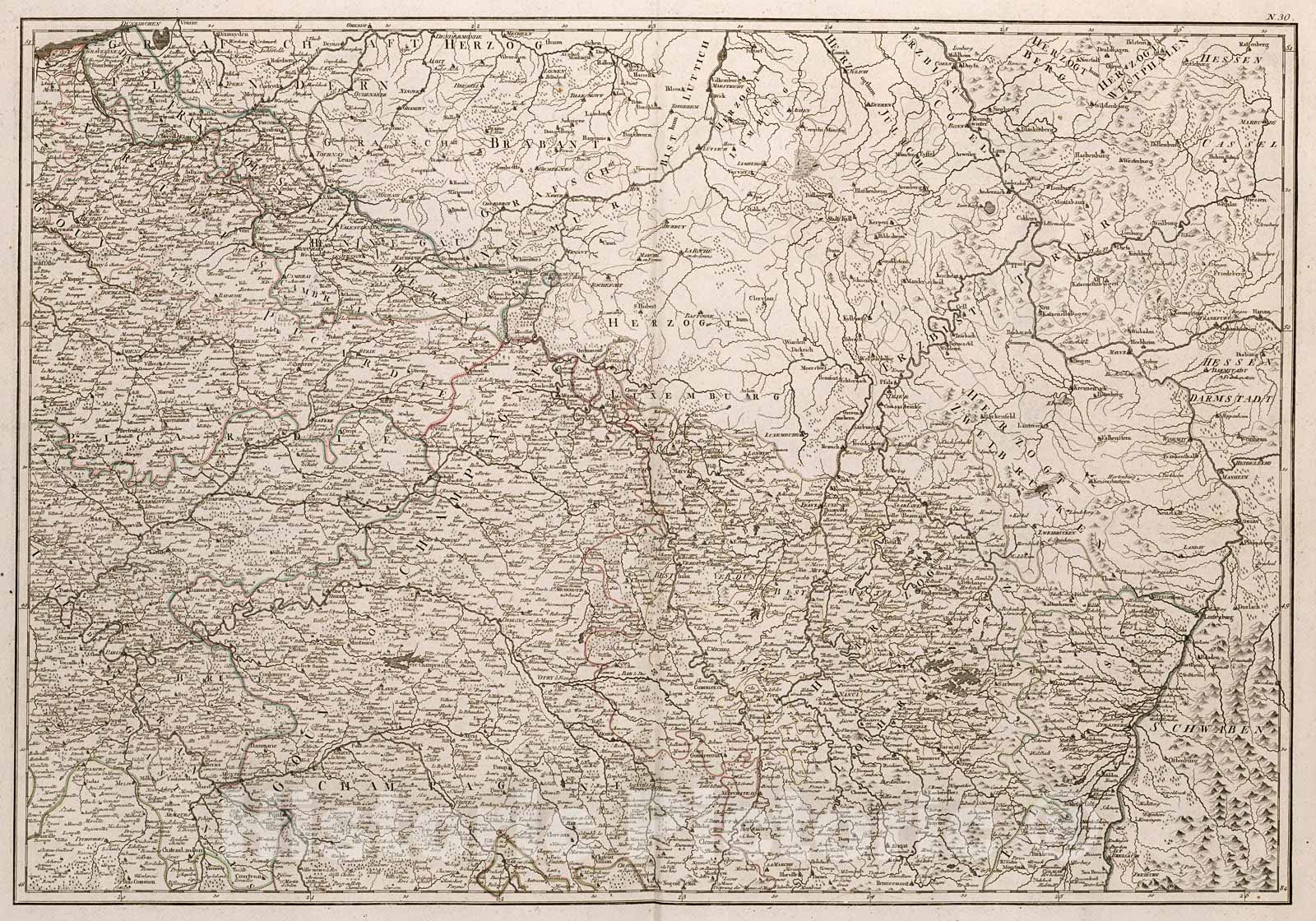 Historic Map : Neueste Generalkarte von Frankreich (northeastern sheet)., 1800, Vintage Wall Decor