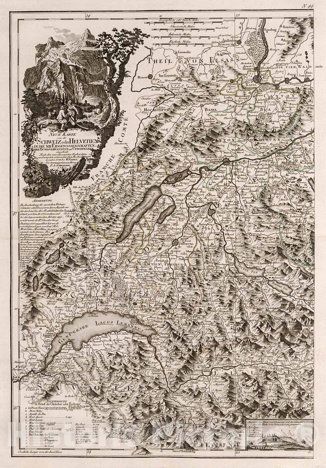 Historic Map : Neue Karte Schweiz oder Helvetien in die XIII Eidgenossenschaften (western sheet)., 1800, Vintage Wall Decor