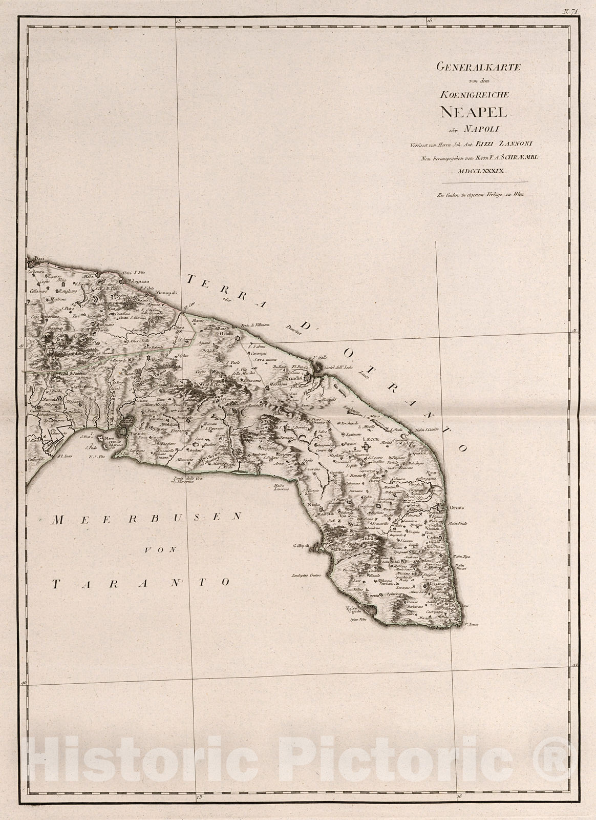Historic Map : Generalkarte von dem Koenigreiche Neapel oder Napoli (eastern sheet)., 1800, Vintage Wall Decor