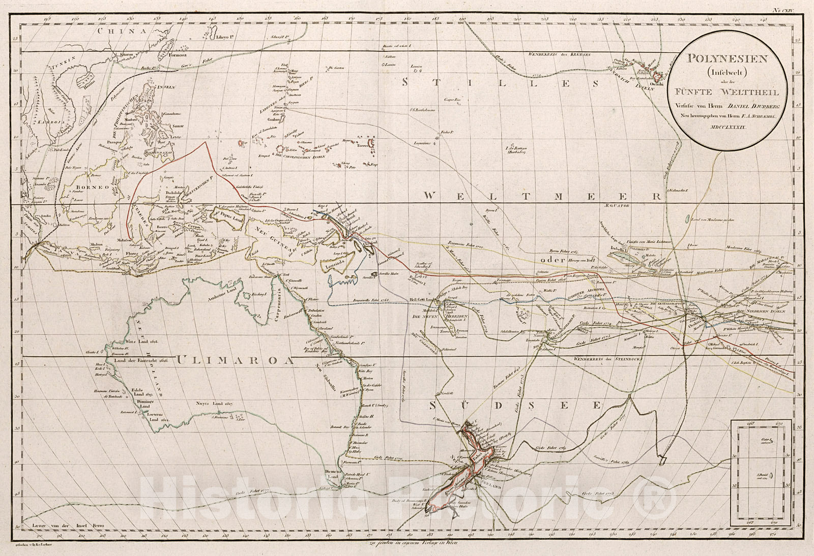 Historic Map : Polynesien (Inselwelt)., 1800, Vintage Wall Decor