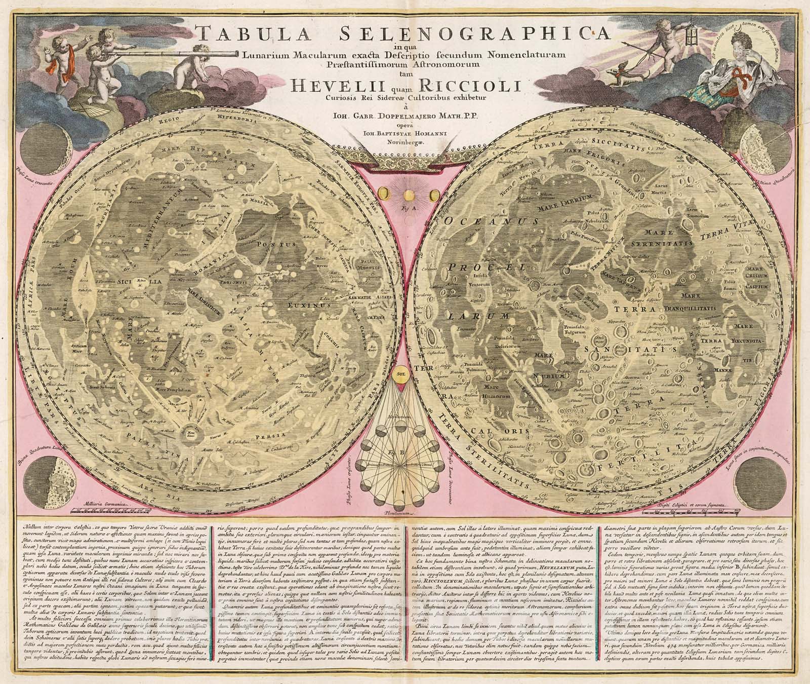 Historic Map : Tabula Selenographica., 1716, Vintage Wall Decor