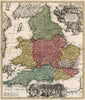 Historic Map : Regnum Angliae., 1716, Vintage Wall Decor