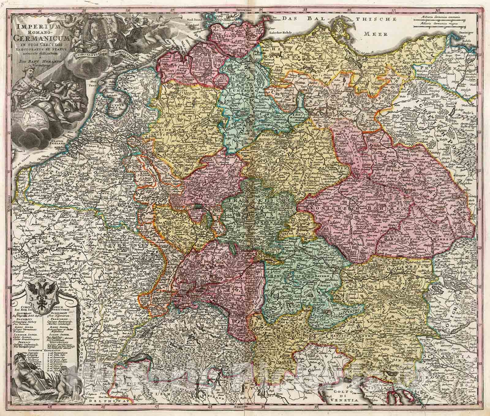 Historic Map : Imperium Romano - Germanicum., 1716, Vintage Wall Decor