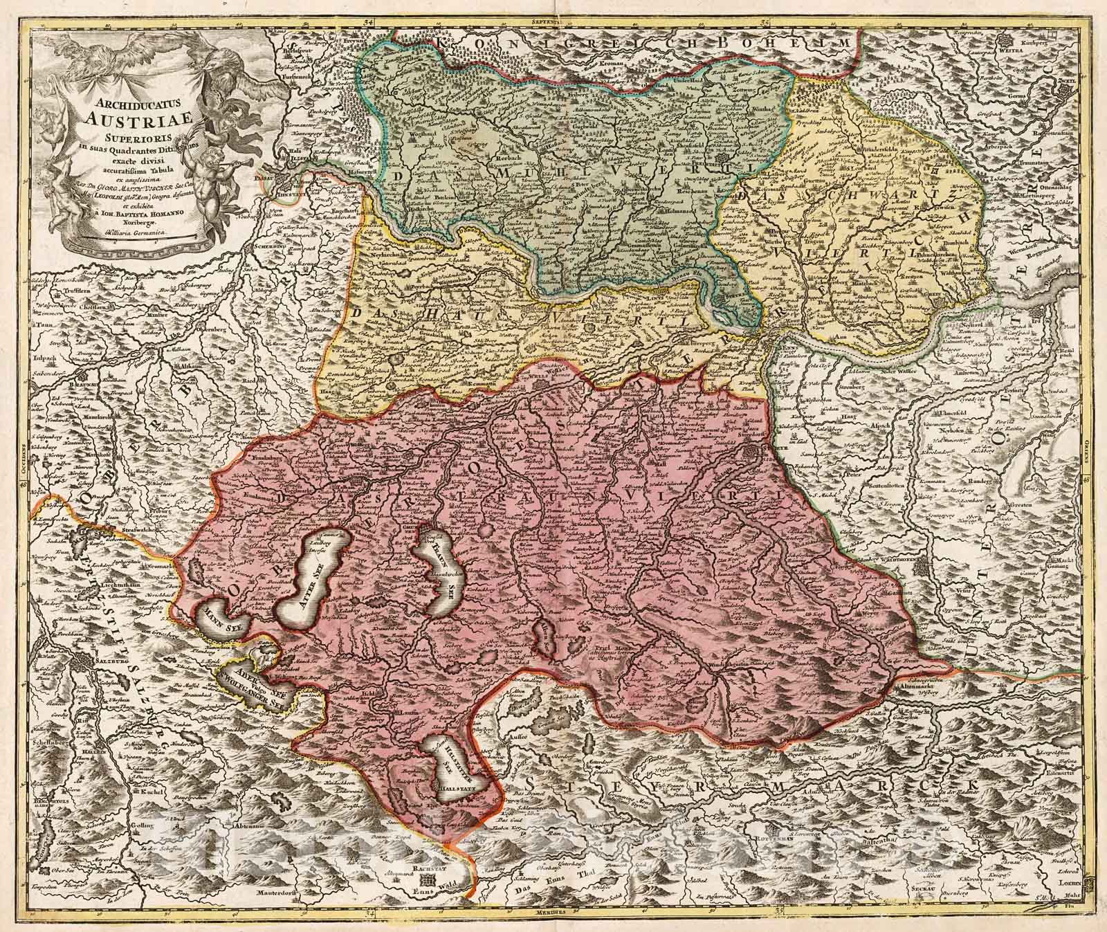 Historic Map : Archiducatus Austriae Superioris., 1716, Vintage Wall Decor