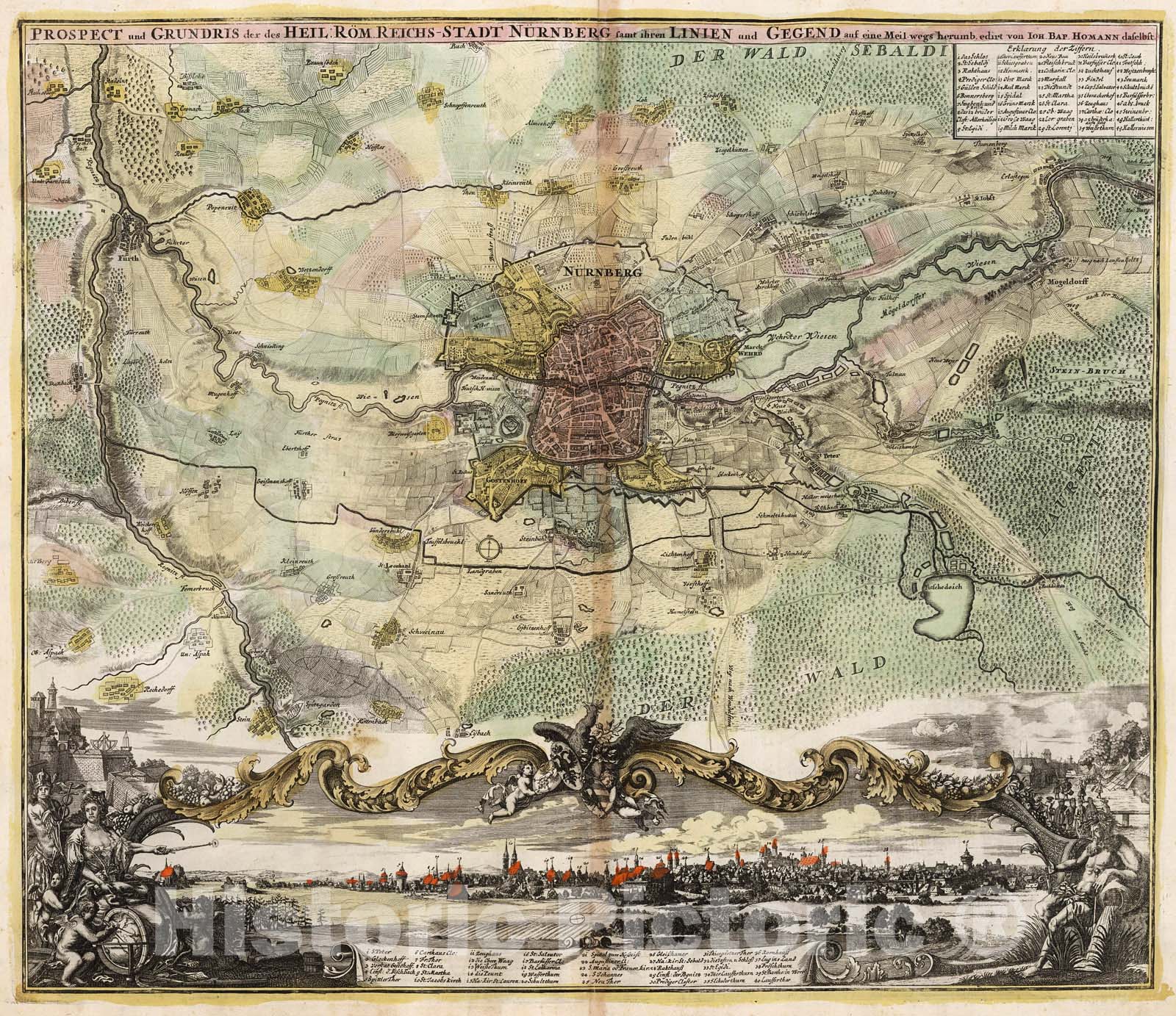 Historic Map : Nuerenberg., 1716, Vintage Wall Decor