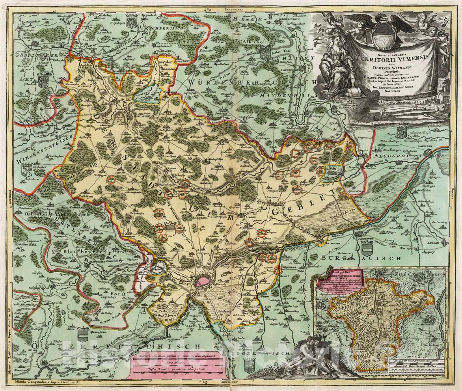 Historic Map : Territorii Vlmensis cum Dominio Wainensi., 1716, Vintage Wall Decor